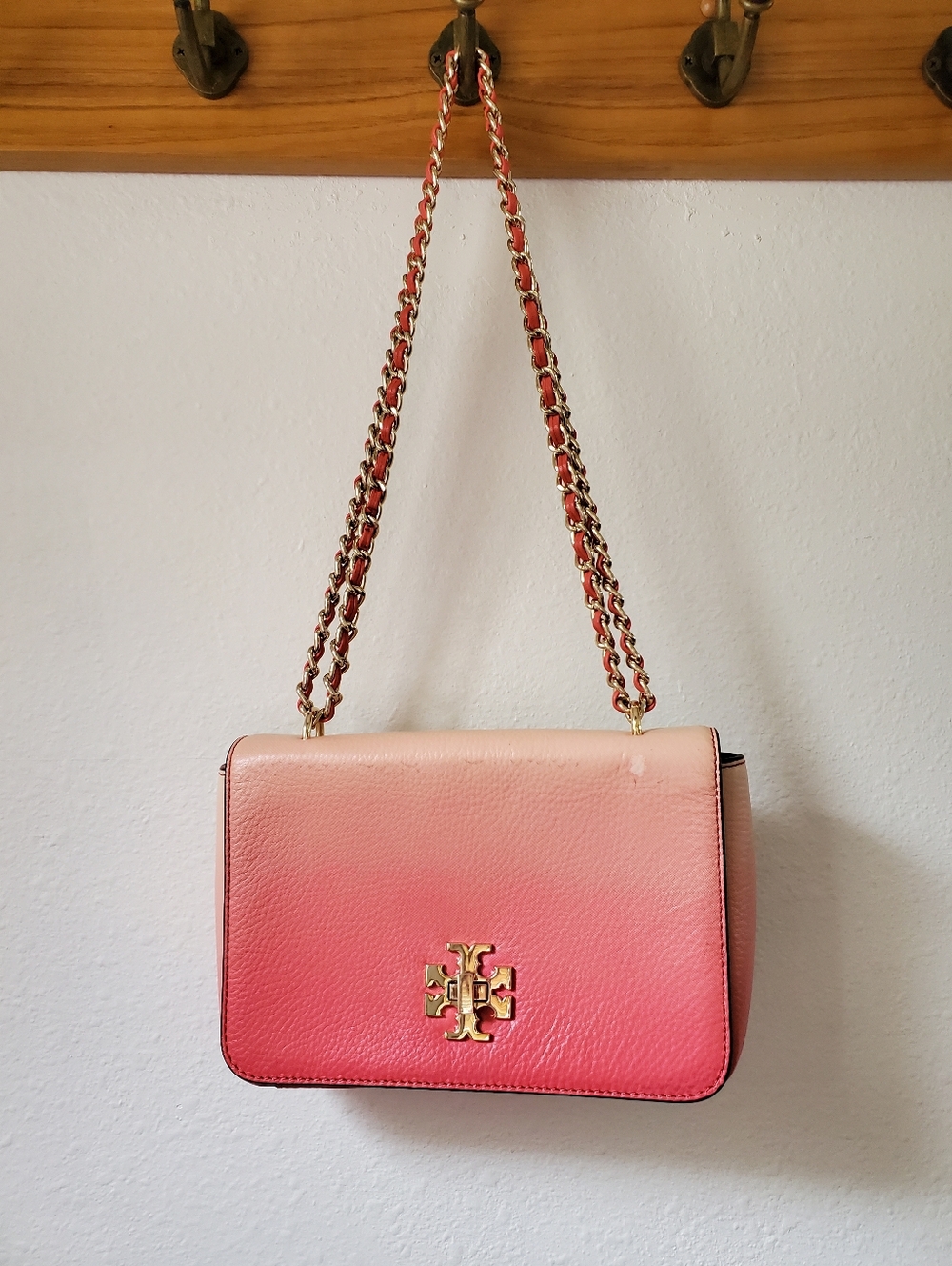 Tory Burch Mercer Adjustable Shoulder Bag Pink Ombre Gradient Dégradé Leather - Picture 4 of 16